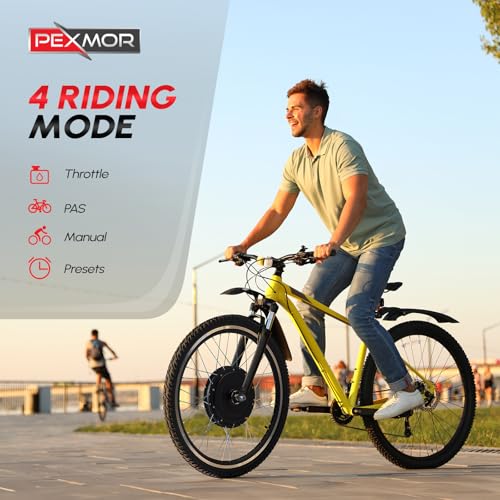 PEXMOR Electric Bike Conversion Kit, 48V 1000W 26" Fat Front Wheel E-Bike Conversion Kit, Ebike Hub Motor Kit Upgrade 3 Mode Controller w/PAS/LCD Display/Twist Throttle Bicycle Ebike Wheel Kit