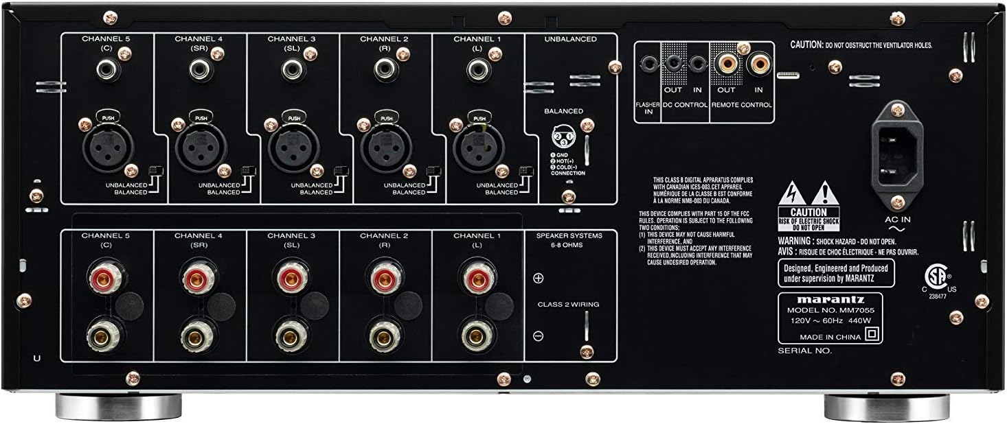 Marantz MM7055 Power Amplifier �C 5-Channel Amp for Ultimate Home Theater & Audio Systems | High-Power Capability, Quality & Design | Gold-Plated Terminals