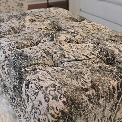 Roundhill Furniture Berliton Fabric Tufted Oversized Ottoman, Turkish Charcoal