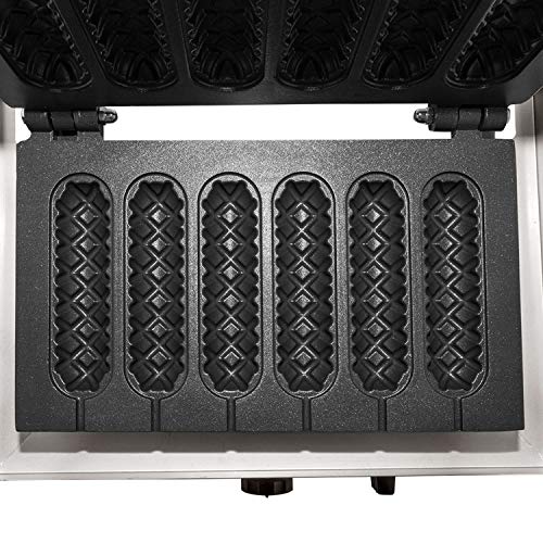 ALDKitchen Waffle Dog Maker | Corn Dog Maker with Red Panel for Business | Stainless Steel | Waffles on a Stick | 110V (5 Waffles)
