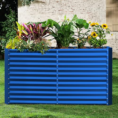 Land Guard 8x4x3ft Rectangular Galvanized Raised Garden Beds, 36" Tall Large-Capacity Metal Planter Box Outdoor, Durable Deep Raised Garden Bed, Raised Beds for Gardening Vegetables, Classic Silver