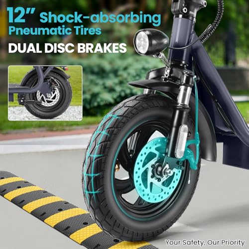 Caroma Peak 800W/1200W Electric Scooter Adults, 30 Miles Max Range, Foldable Electric Scooter with Seat, Front Suspension, Detachable Large Basket,Commuter E-Scooter for Adult and Teens