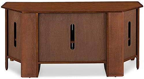 Beaumont Lane 57 Corner TV Stand Console Solid Wood with Glass Wooden Cabinet Storage in Rustic Autumn
