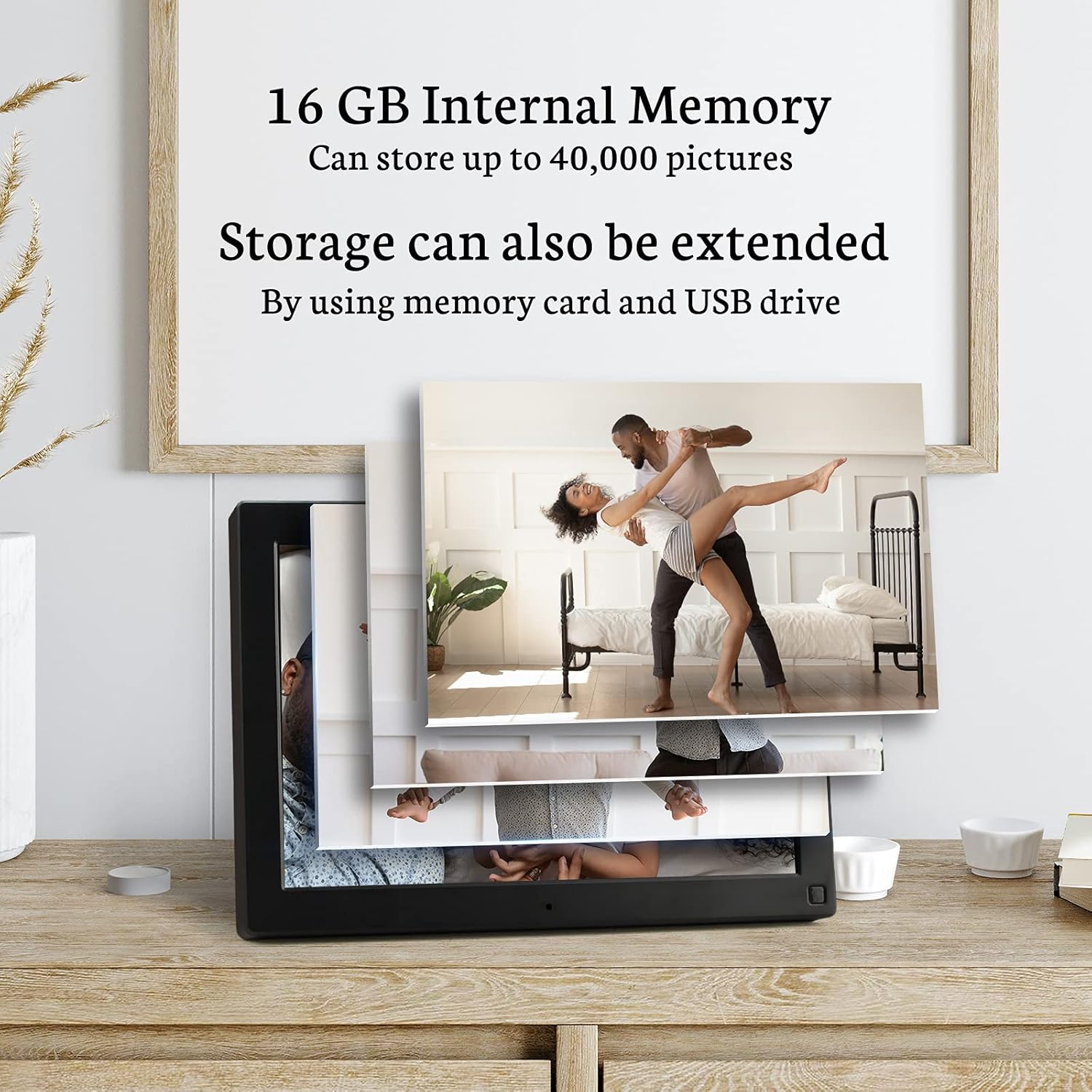 BSIMB Digital Picture Frame IPS Display, Wall-Mountable Electric Photo Frame with Remote Control, Place in Landscape&Portrait, Gift for Mother's Day