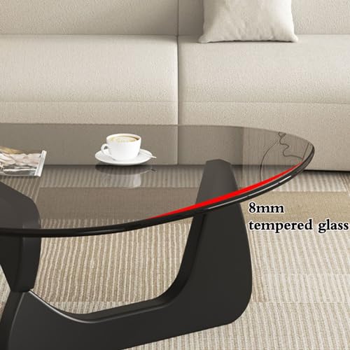Glass Coffee Table for Living Room，Mid-Century Modern Centre Table with Solid Wood Frame，Living Room Furniture Small Triangle End Table，for Study Room Office Hotel Balcony (Color : Transparent+Black