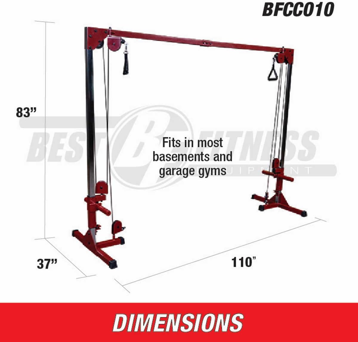(BFCCO10) Cable Crossover Exercise Machine, 2" Olympic Sized Weight Carriage Dual Pulley Cable Machine for Strength Training, Red