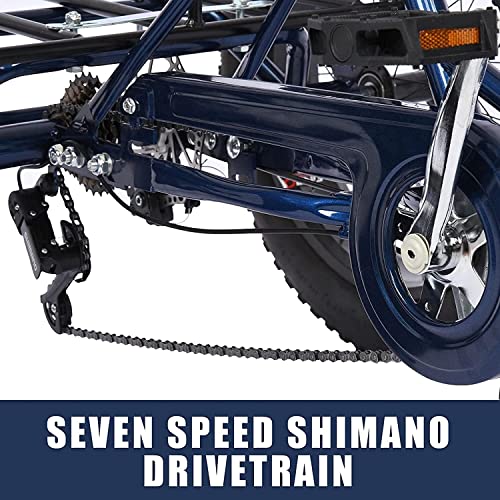 20 Inch Fat Tire Adult Tricycles 3 Wheel Bikes 7 Speed Adult Trikes Three-Wheeled Cruiser Bicycles Large Cruiser Seat with Shopping Basket for Seniors, Women, Men