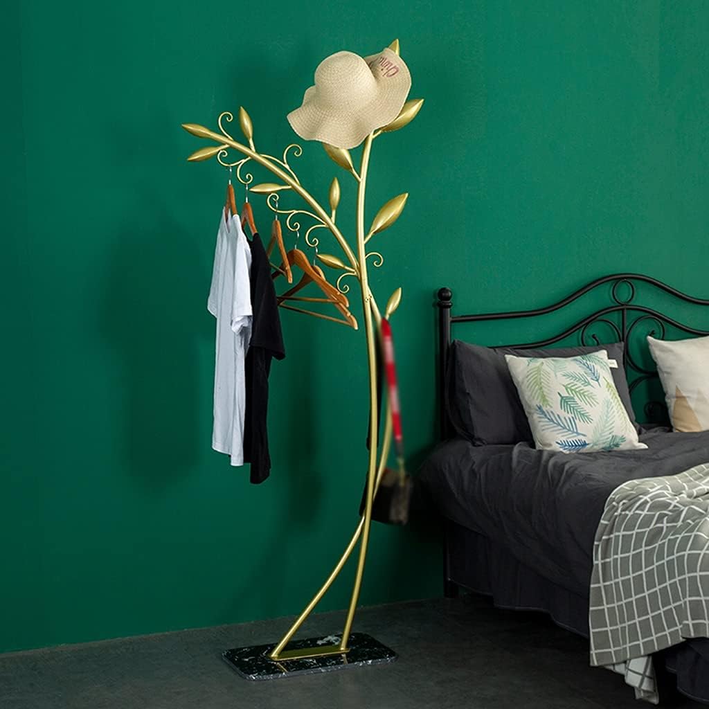 Household Floor-Standing Tree-Shaped Coat Shelf Modern Art Metal Hanger Bedroom Living Room Entrance Corner Coat Stand Wooden Coat Rack Standing Metal Coat Rack (Colo