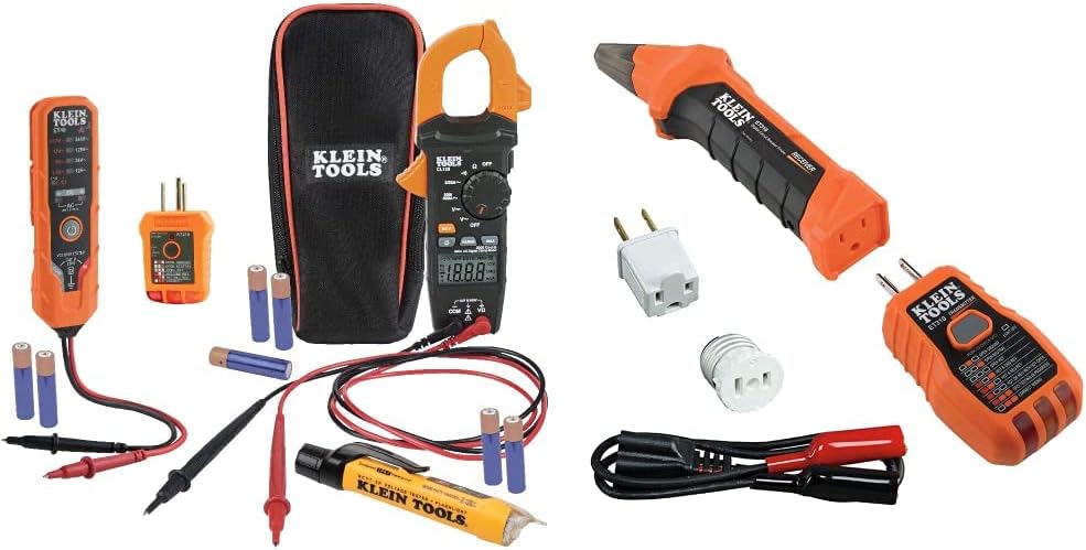 Klein Tools CL120VP Electrical Voltage Test Kit with Clamp Meter, Three Testers, Test Leads, Pouch and Batteries