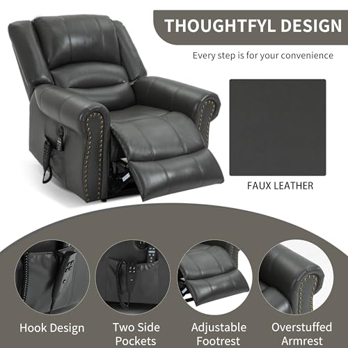 Dual Motor Power Lift Chair, Lay Flat Recliner Chair, Electric Recliner with Massage and Heat for Elderly, Remote Control, Infinite Position, Standing Assistance, USB Ports, Faux Leather, Brown