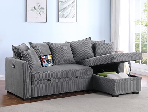 Oversized U-Shaped Sectional Sofa Couch Plush Corduroy Upholstered Modular Deep Seat Sofa&Couch Sectional W/Right Facing Chaise Lounge and 7 Toss Pillows for Home Apartment Living Room Furniture Sets