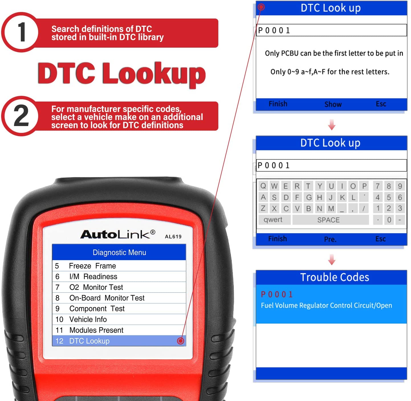 Autel AutoLink AL619 OBD2 Scanner ABS & SRS Airbag Car Diagnostic Scan Tool, Advanced Ver. of AL519, ML519, AL319 Code Reader