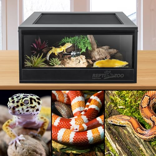 REPTI ZOO 35 Gallon PVC Reptile Tank, 36x18x12 Reptile Terrarium for Crested Gecko Leopard Gecko Frog Lizard Snake Turtle Hermit Crab, Reptile Enclosure with Sliding Door & Screen Ventilation