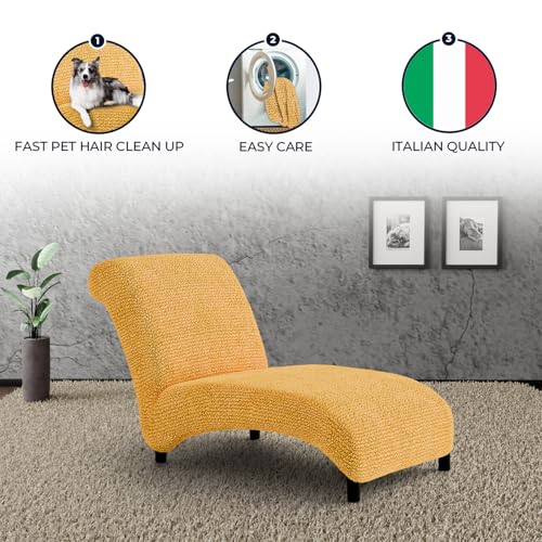 PAULATO BY GA.I.CO. Chaise Lounge Cover - Lounge Sofa Covers - Lounge Chair Cover- Fabric Slipcovers - 1-piece Form Fit Stretch Furniture Slipcover - Microfibra Collection - Tapioca (Chaise Lounge)