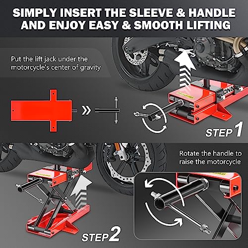 DNA MOTORING Motorcycle Lift Table 1000lbs Capacity Motorcycle Support Stand L 86.2in x W 22in Motorcycle Lift Jack Lifting Range 7.2-30.3in Black TOOLS-00780