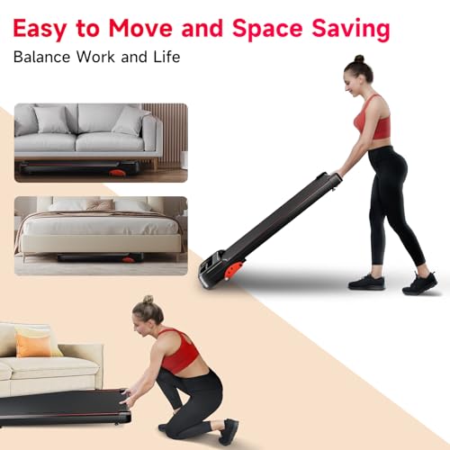 RHYTHM FUN Walking Pad Treadmill with Incline, Under Desk Treadmill with Incline, Treadmill for Home and Office, 300 Lbs Portable Treadmill with Remote Control, Compact Treadmill in LED Display