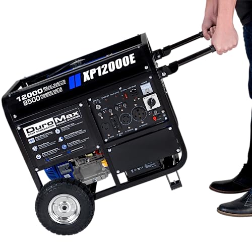 DuroMax XP12000EH 12,000-Watt Dual Fuel Portable Generator – Gas & Propane, Electric Start, Whole Home Backup Power, Transfer Switch Ready, RV & Emergency Ready