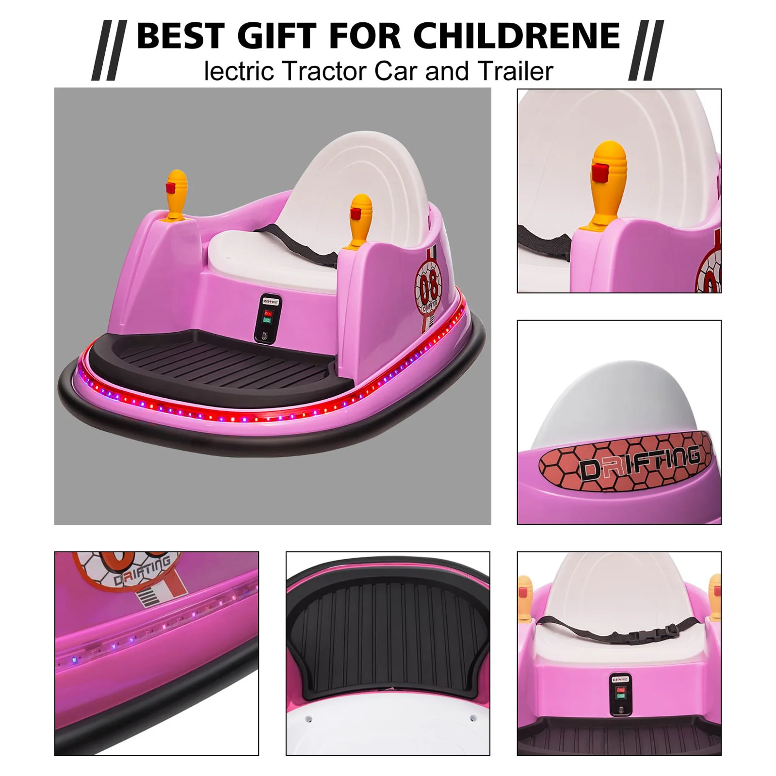 OTTARO 12V Electric Powered Ride on Bumper Car for Girls Boys with Remote Control,360 Spin,Music(Lavender)