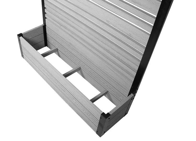 Enclo Privacy Screens EC18023 5ft H x 3.5ft W x 1.3 ft L Sedona WoodTek Vinyl Charcoal Color Louvered Freestanding Screen w/ Planter Box