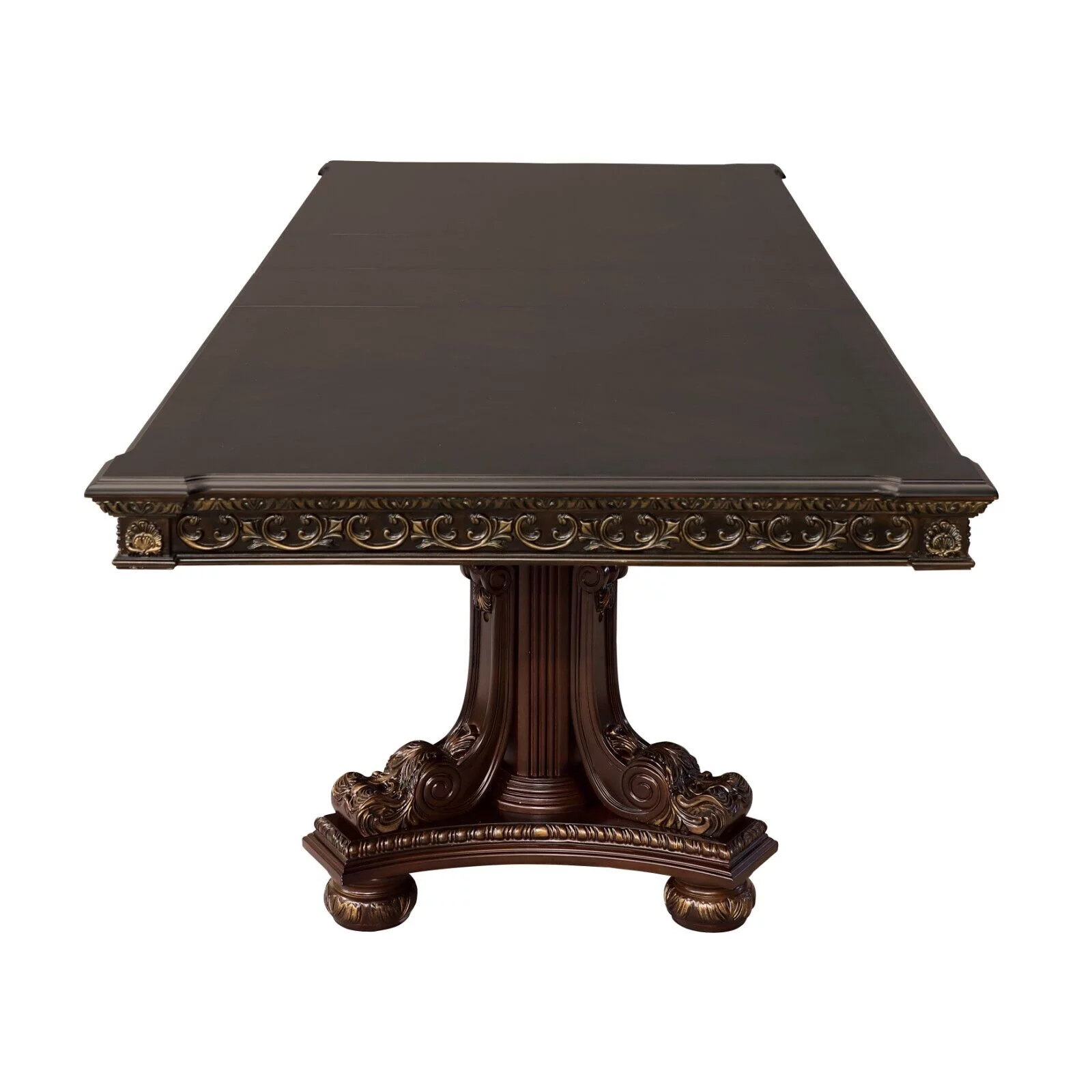 Formal Traditional Dark Cherry Finish Dining Set 5pc Dining Table 4 Side Chair 2x Extension Leaves Gold Tipping