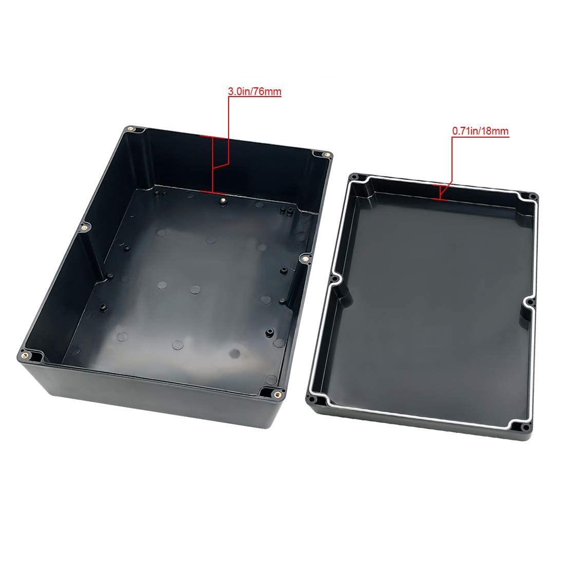 LeMotech ABS Plastic Electrical Project Case Power Junction Box, Project Box Black 10.4" x 7.2" x 3.7" (263 x 182 x 95 mm)(Pack of 1)