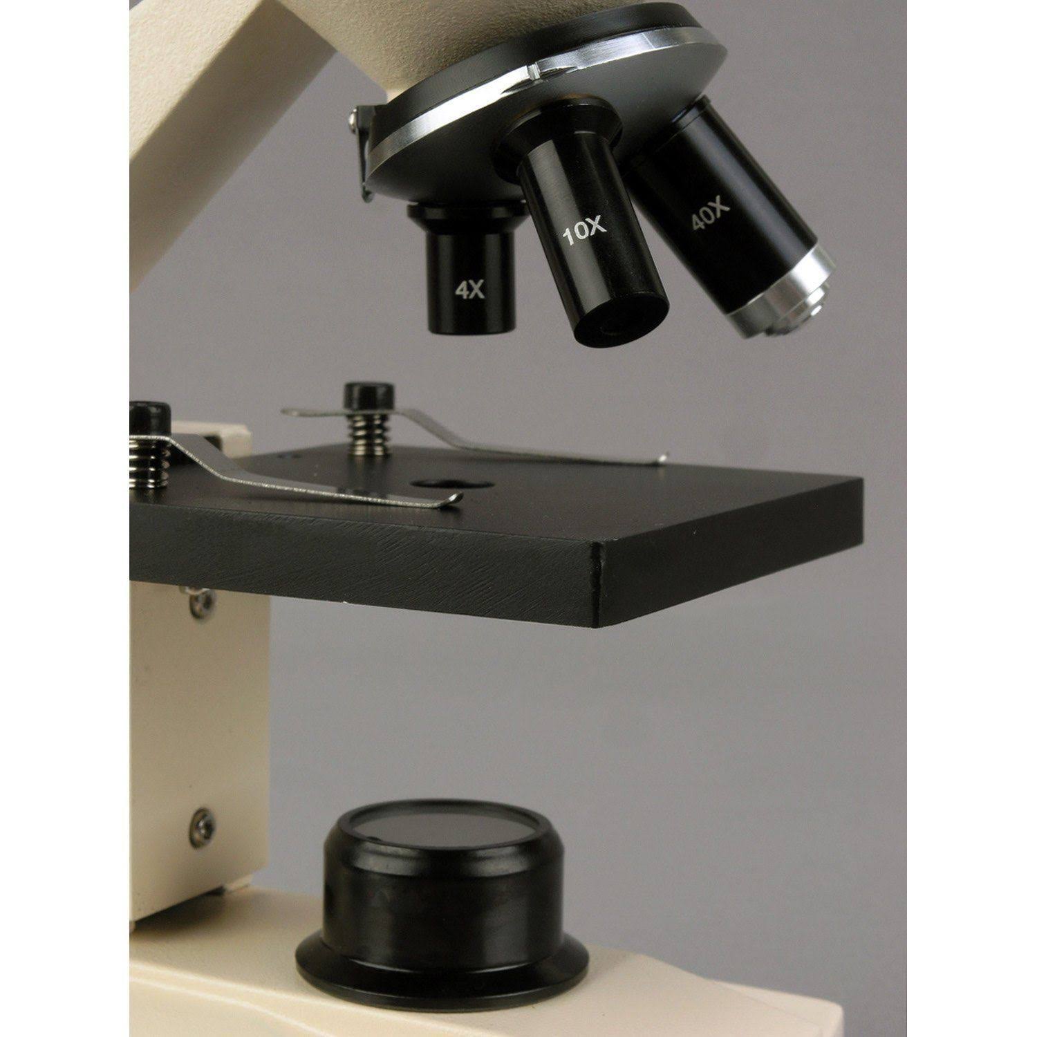 Amscope 40X-1000X All-Metal All Optical Glass Lens Student Biological Field Microscope with LED Light,