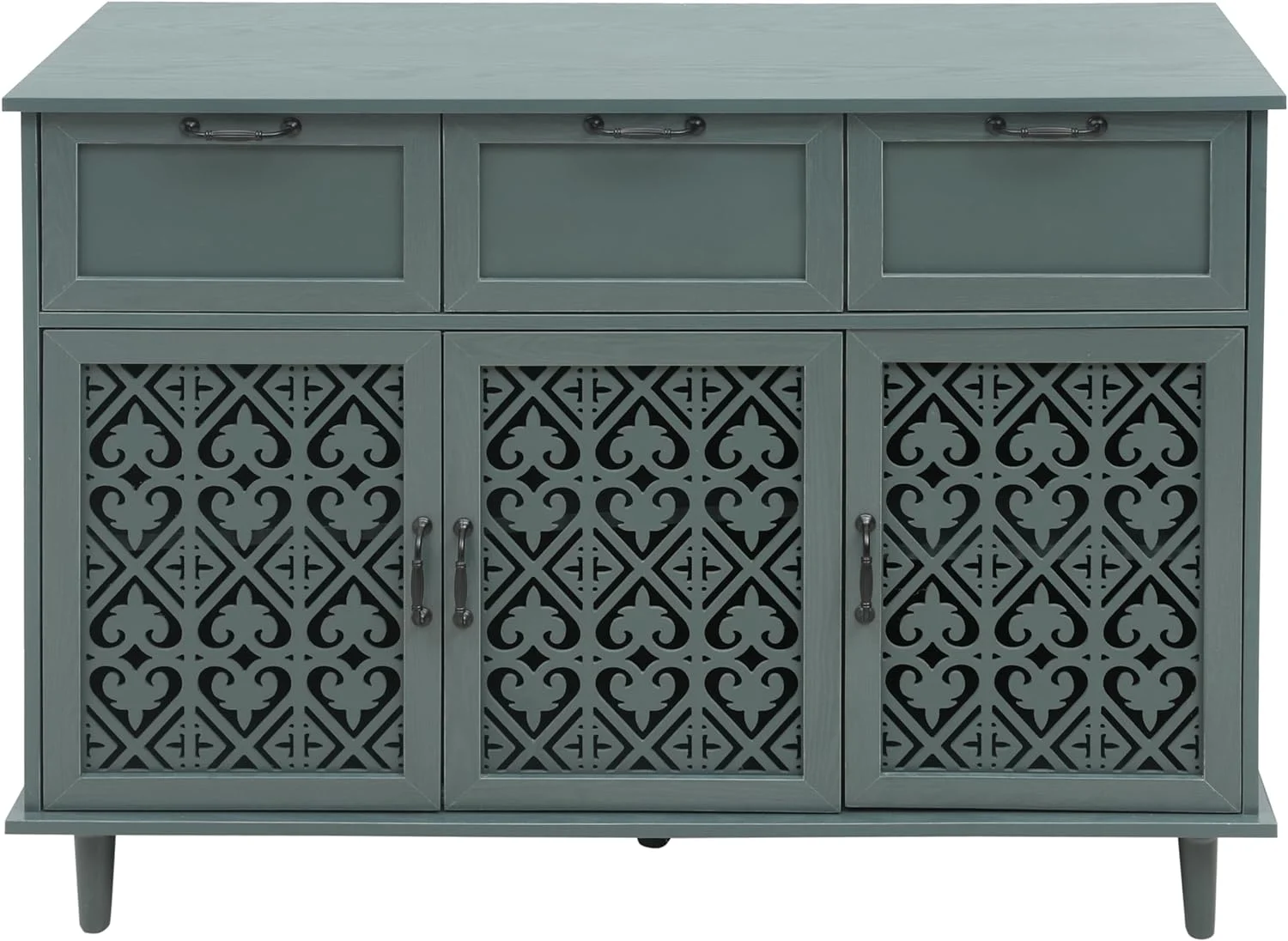 Sideboard Buffet Cabiet, Solid Wood Storage Cabiet With 3 Doors Ad 3 Drawers For Livig Room, Bedroom, Hallway, Etryway, Study, Dark Gree