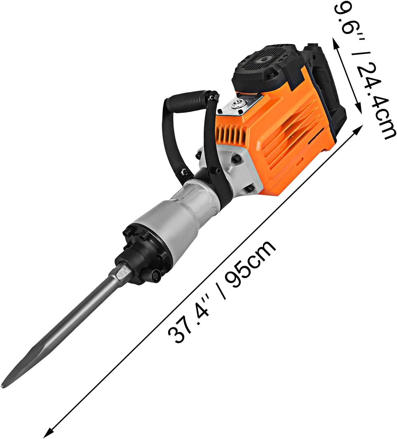 Mophorn 3500W Electric Demolition Hammer Heavy Duty Concrete Breaker 1400 BPM Jack Hammer Demolition Drills with Flat Chisel Bull Point Chisel (3500 W)