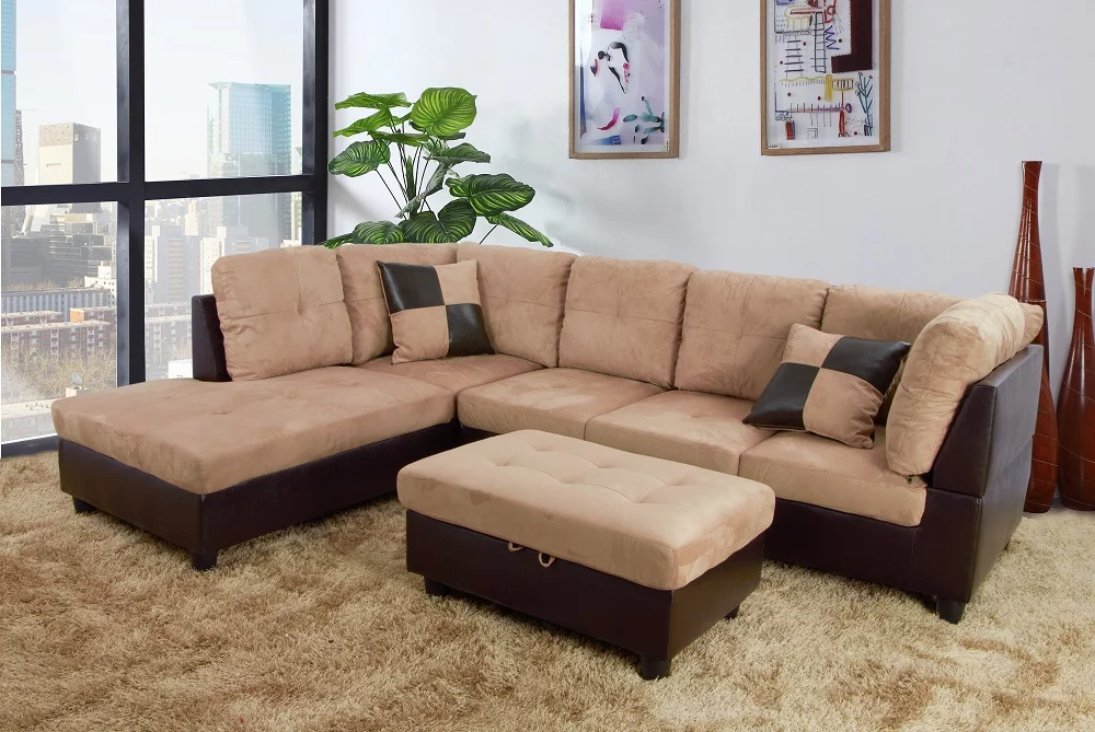 Ponliving Furniture Darkening 103.5'' Sectional Sofa with Storage Ottoman, Right Hand & Left Hand Facing Darkening 103.5'' Sectional Sofa with Storage Ottoman, Right Hand & Left Hand Facing