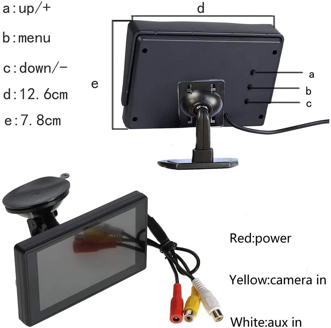 Backup Camera 4.3 Inch HD 720P Car Backup Camera for Cars,Trucks,Pickups,Suvs Easy Installation Waterproof Night Vision 12 LED Rear Backup Camera One Power System Reverse/Continuous Use Grid Lines