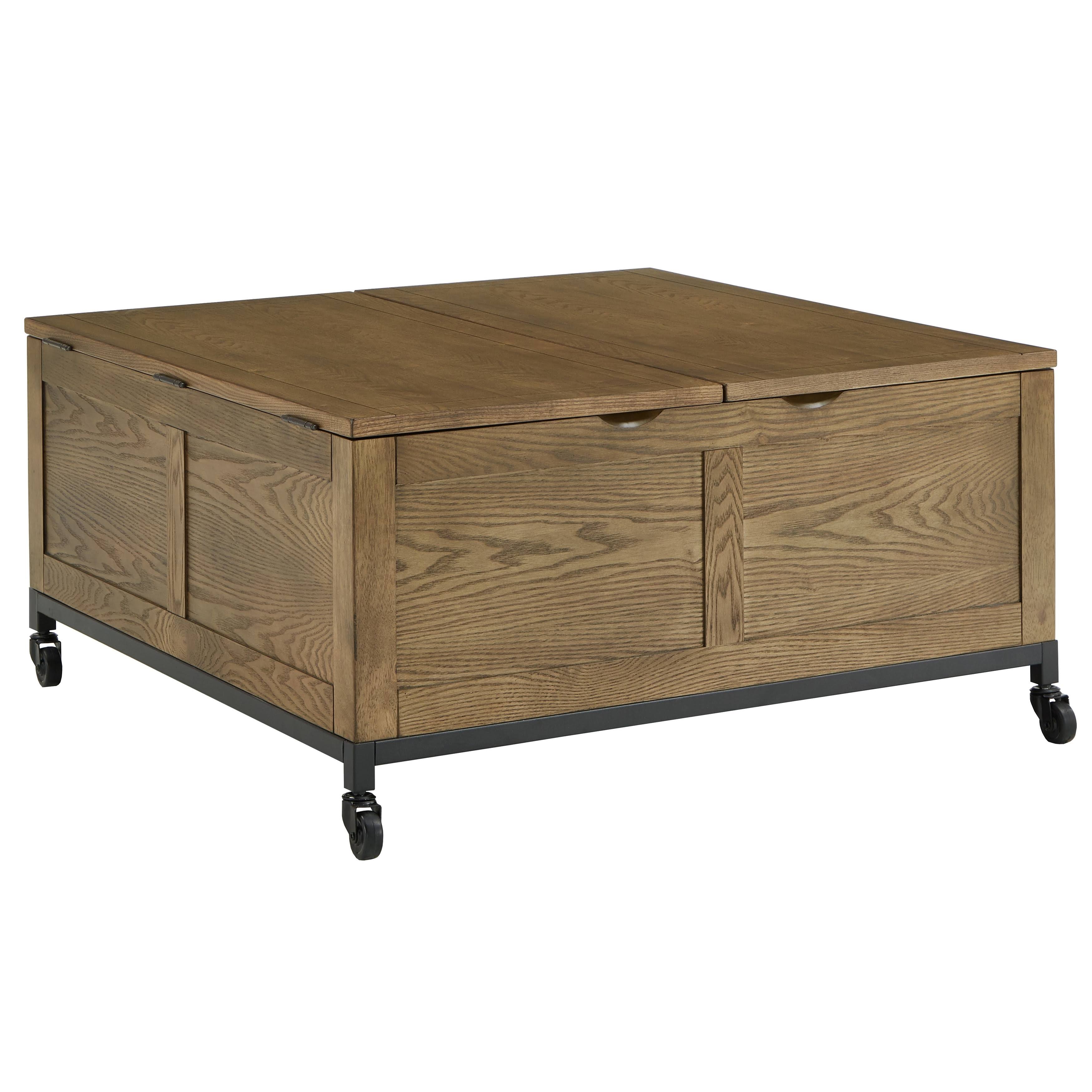 Shay Square Storage Trunk Cocktail Table with Caster Wheels by Inspire Q Artisan - Brown
