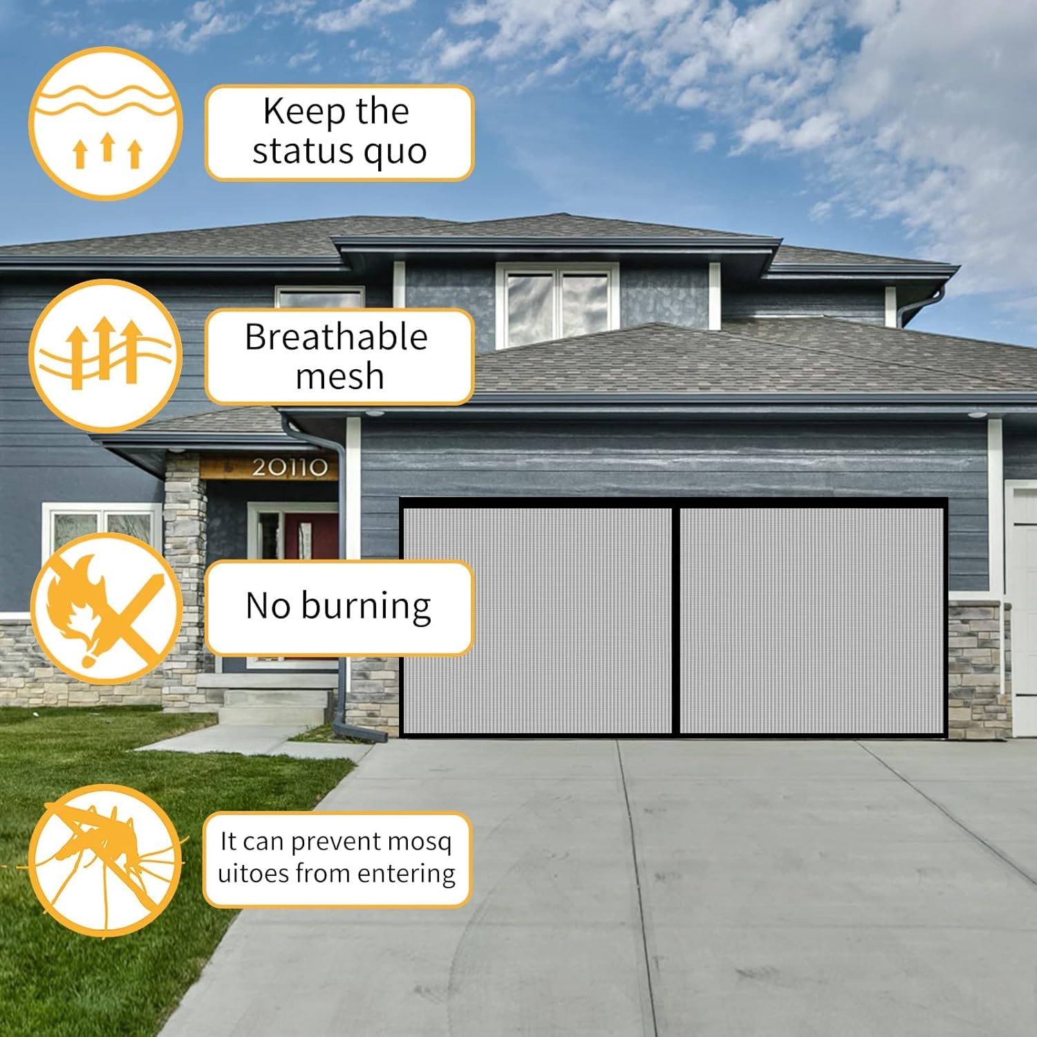 Magnetic Garage Door Screen for 2 Car,Magnetic Screen Garage with Retractable Fiberglass Mesh and Heavy Duty Weighted Bottom,Hands Free Magnetic Garage Net Screen Door,Asy Assembly Pass(156x84in)