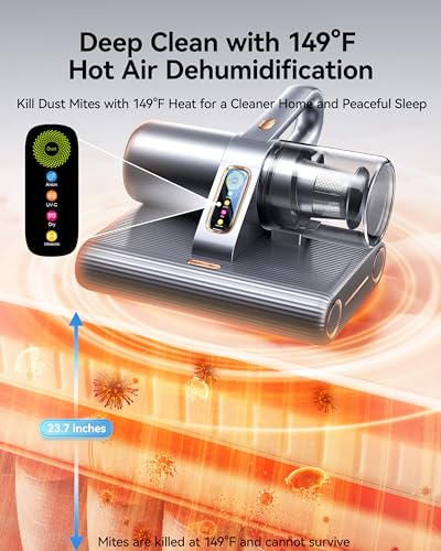 PureMatt Pro 35Kpa Max Suction AI Mattress Vacuum [100% Allergen, Dust Mite & Pet Hair Removal] Bed Vacuum Cleaner with UV Lights, Ultrasonic, HEPA Filter & Sensor, For Bed, Couch, Sofa, Titanium Gray