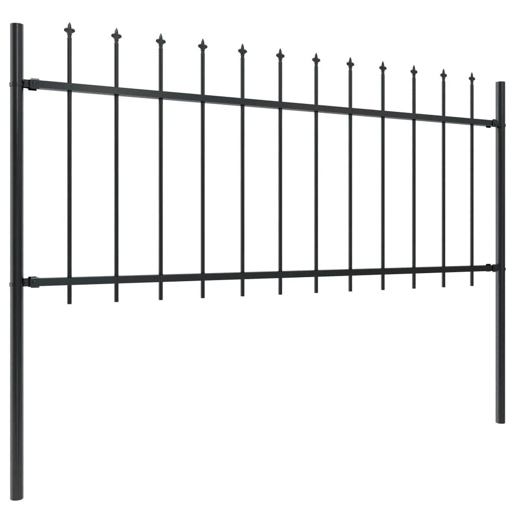 vidaXL Garden Fence with Spear Top Steel 468.5x22x31.5x22 Black