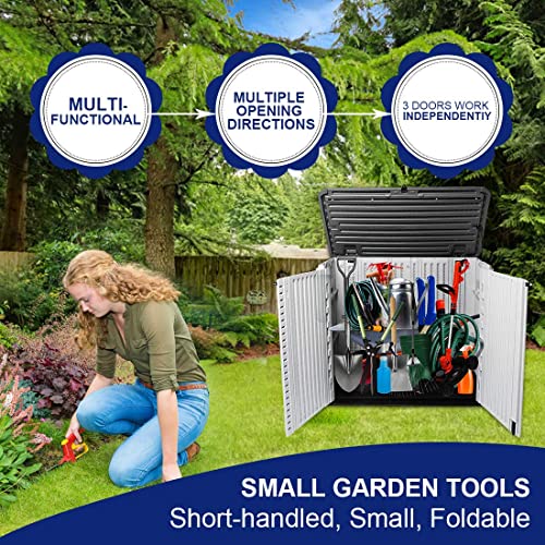 KINYING Horizontal Outdoor Storage Shed,47 Cu.ft Resin Outdoor Storage Cabinet Waterproof for Garden/Patio/Backyards