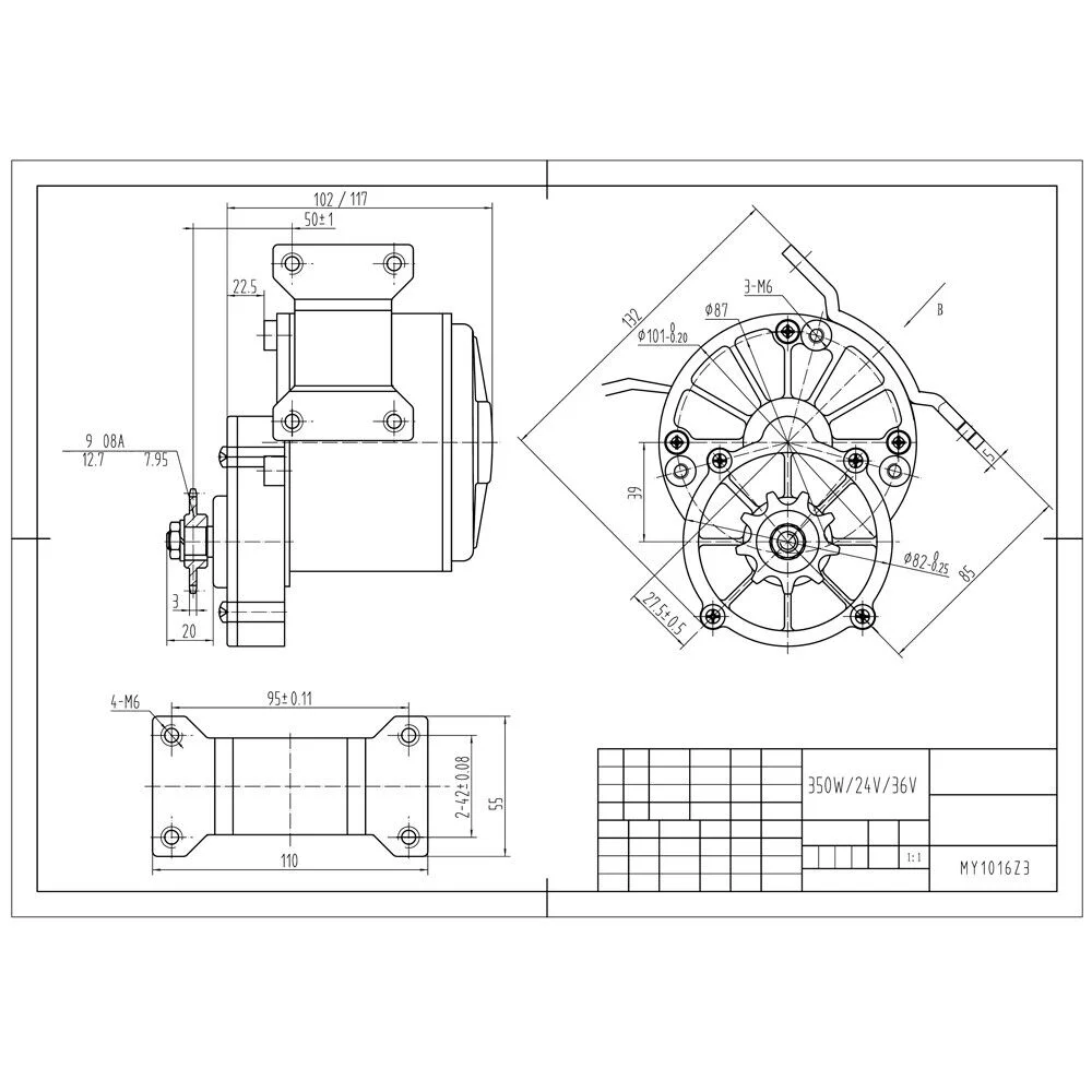 ZhdnBhnos 24V 250W Electric Bicycle Conversion Kit E-Bike 16-28inch Wheel Motor Kit with Chain Motor Controller Freewheel