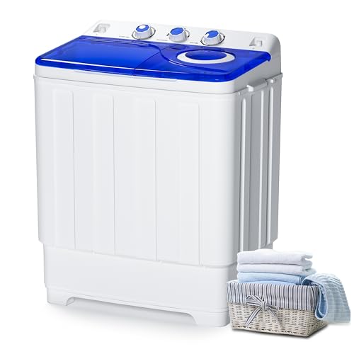 Portable Washing Machine, 2 In 1 Washing Machines, Twin Tub Compact Washer, Laundry Washer with Control Knobs/Timer Function/Drain Pump, Washer and Dryer Combo for Apartment, Dorms
