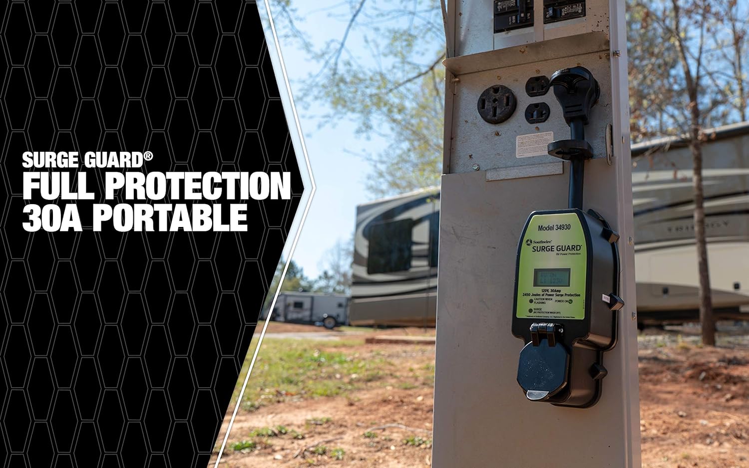 Southwire 34930 Surge Guard 30A - Full Protection Portable with LCD Display Black