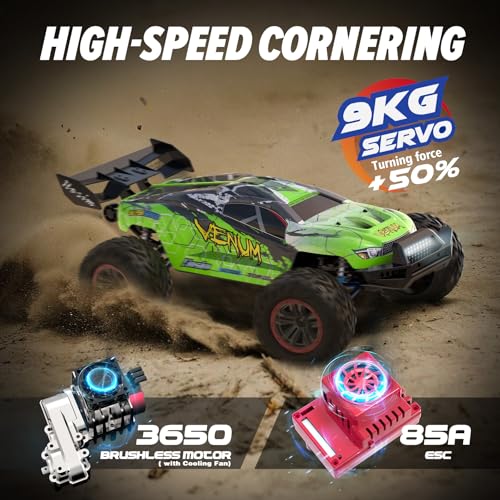 Hosim VENUM Mini 1:8 RC Cars for Adults Fast 80+KMH, Remote Control Truck 4X4 All Terrains Waterproof 2.4GHZ Off Road Hobby Grade Large High Speed RC Monster Truck with 3S Battery