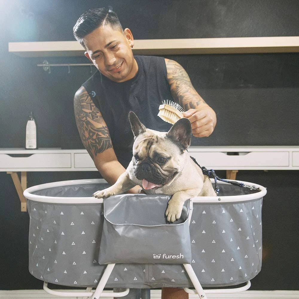 Furesh Elevated Folding Dog Bath Tub and Wash Station for Bathing, Shower, and Grooming, Foldable and Portable, Indoor and Outdo