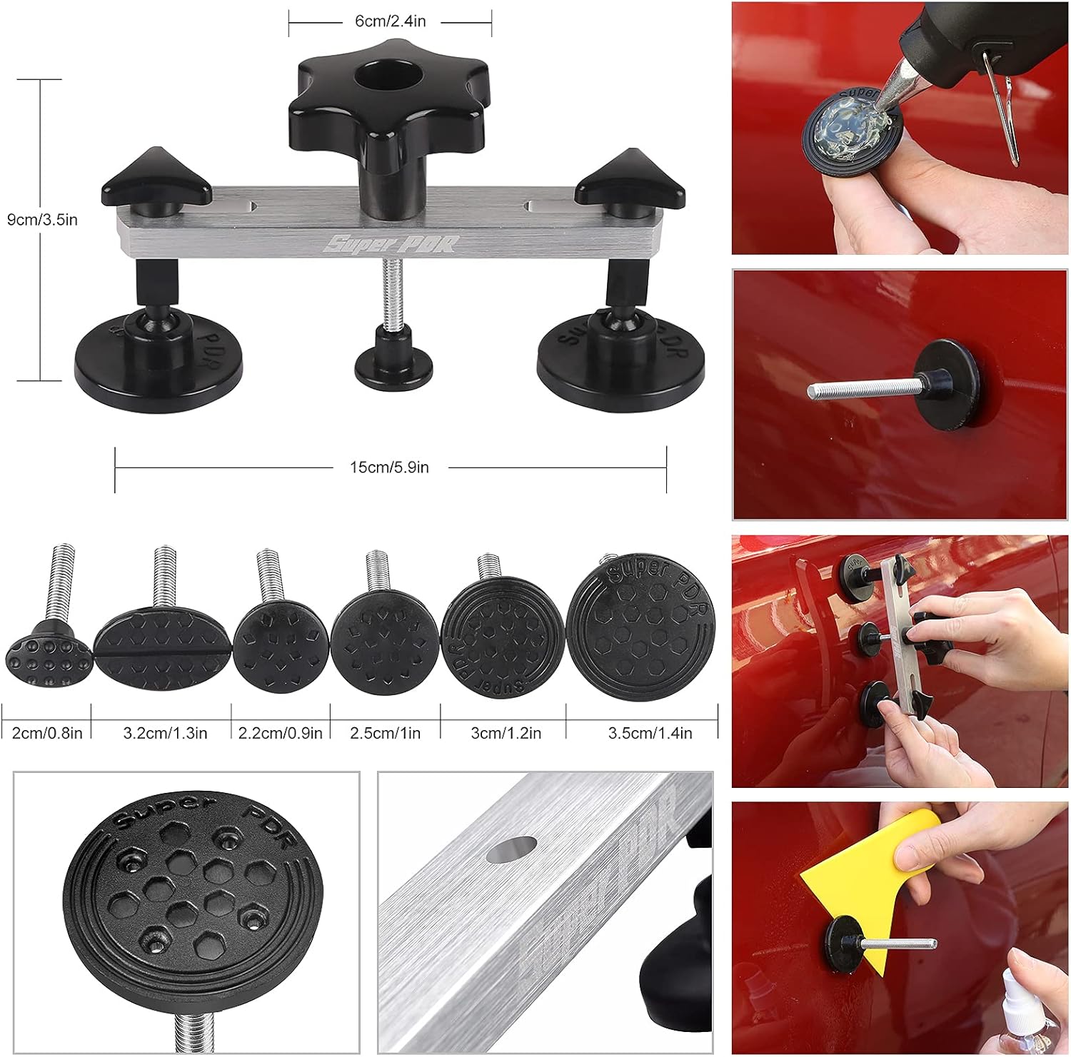 Dent Puller PDR Tools Car Paintless Dent Repair Tool Kit Auto Body Dent Removal kit Comes with All The Tools You Need to Begin Your PDR Works Dent Remover Tools with Adjustable Width Pack of 2