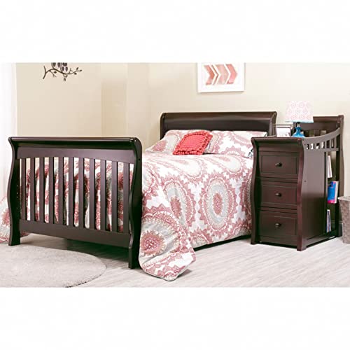 Sorelle Furniture Princeton Elite Crib and Changer with Solid Panel Back Classic -in- Convertible Diaper Changing Table Non-Toxic Finish Wooden Baby Bed Toddler Full-Size Nursery - White
