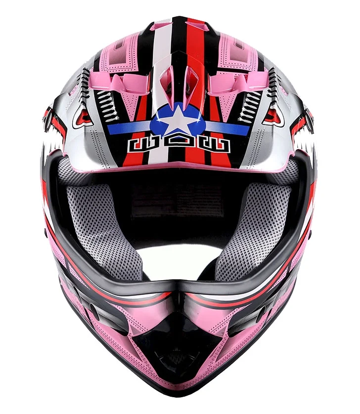 1Storm Youth Motocross Helmet Kids Motorcycle Bike Helmet HBOY Shark Pink + Goggles + MG Youth Pink Glove Bundle
