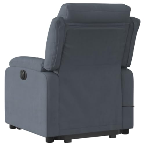 vidaXL Power Lift Massage Recliner - Dark Gray Velvet, Elderly Stand-Up Motorized Armchair with USB Vibration, Manual Tilt