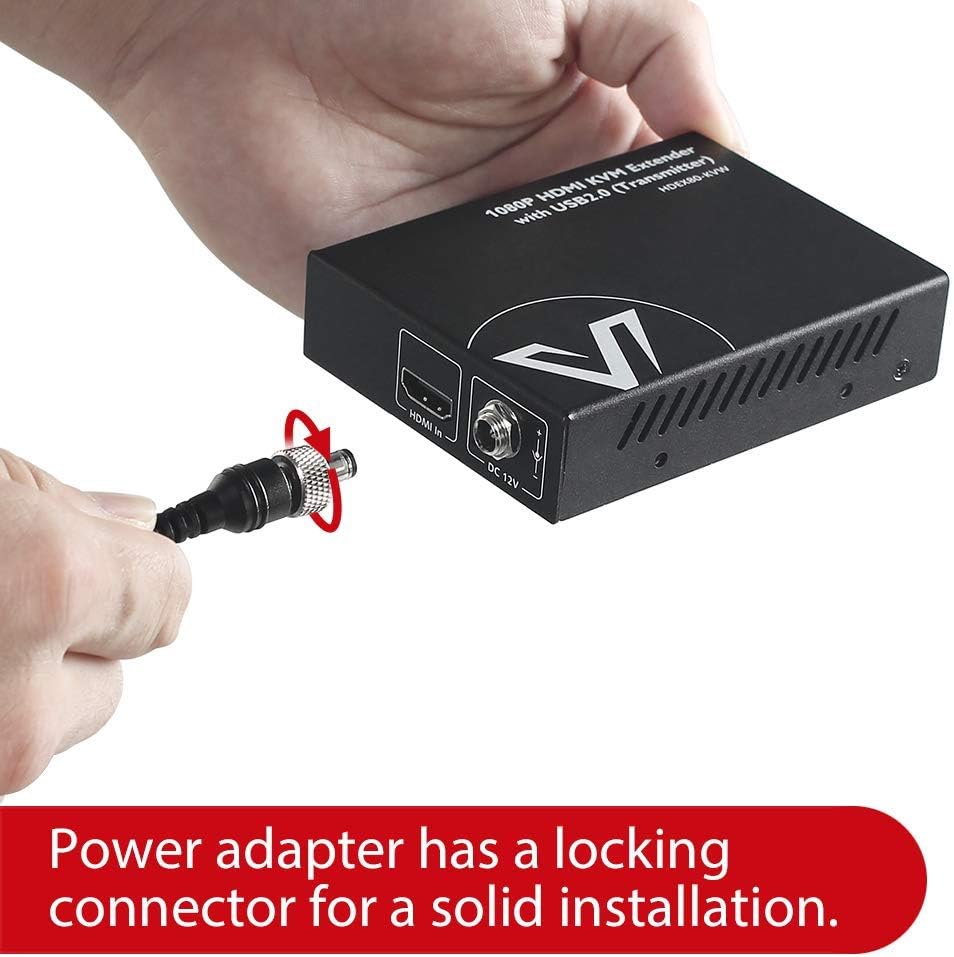 AV Access HDMI KVM USB Extender, 1080P 60Hz Over Cat6 up to 80m/260ft, 2-Port 480Mbps USB2.0 for Computer, No Signal Loss or Latency, Plug & Play Without Driver; PoE and Adaptive EQ