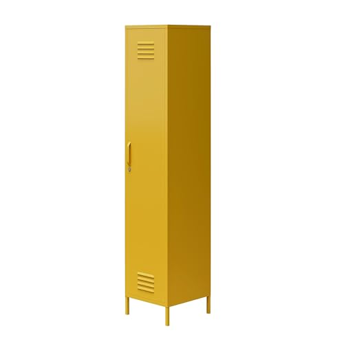 REALROOMS Shadwick 1 Door Tall Single Metal Locker Style Storage Cabinet, Black