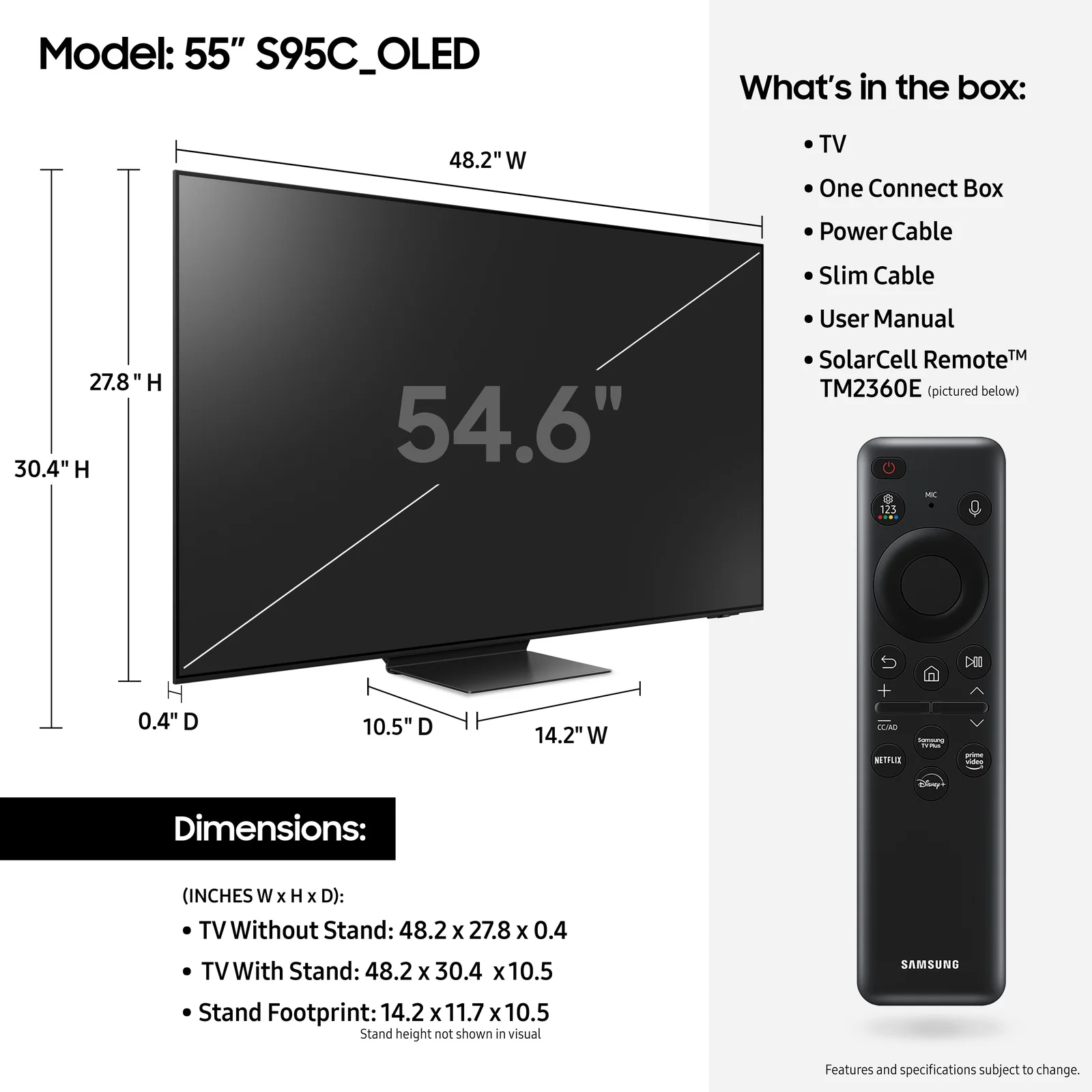 SAMSUNG 55 Class S95C OLED 4K Smart TV QN55S95CAFXZA 2023