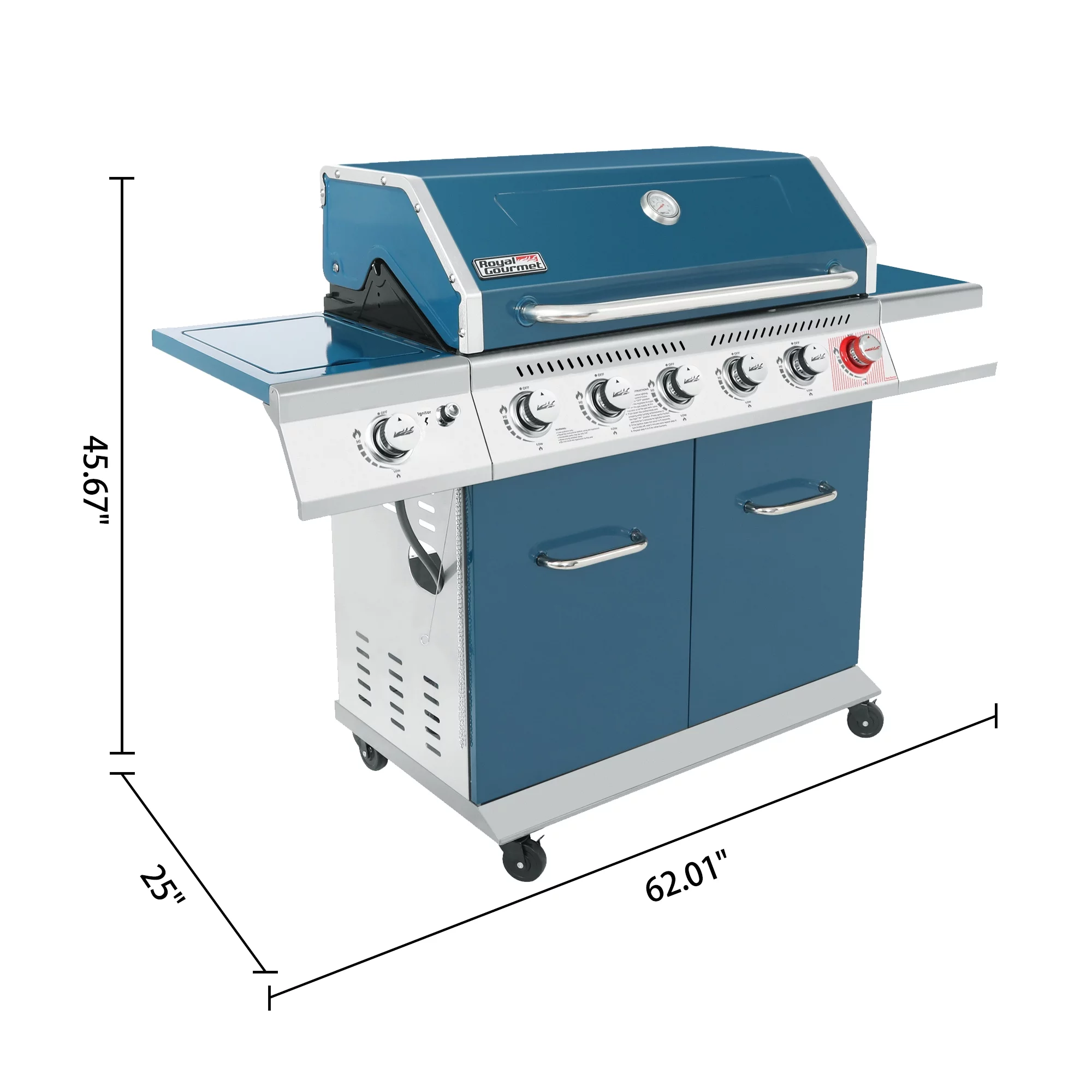 Royal Gourmet GA6402B 6-Burner BBQ Gas Grill with Sear Burner and Side Burner, 74,000 BTU