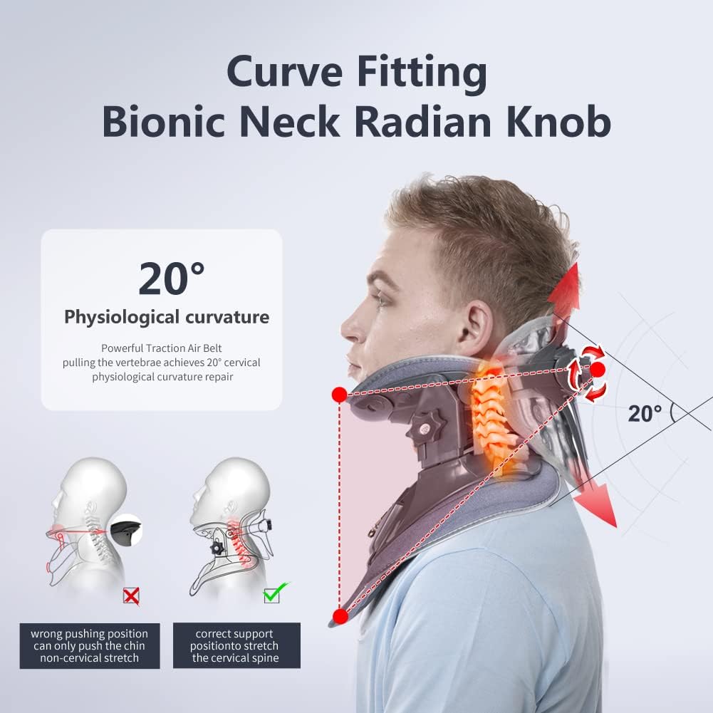 Cervical Neck Traction Device - Neck Pain Relief Device- Stretcher for Home Improved Spine Alignment(Black/Grey)