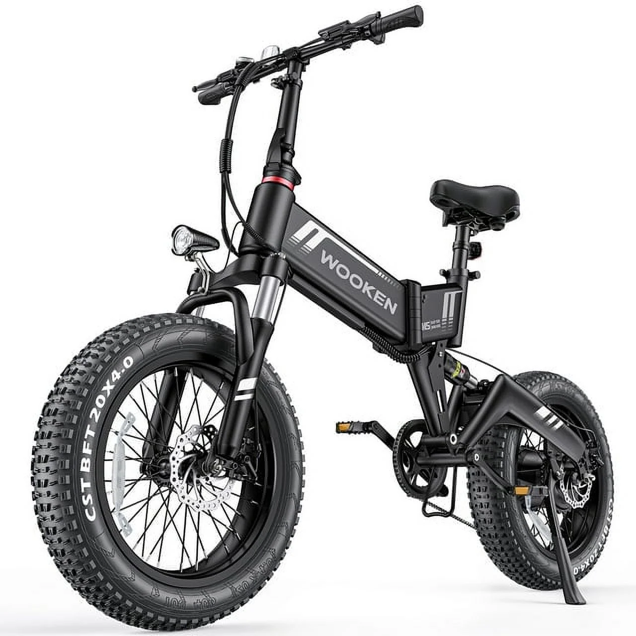 Wooken Electric Bike, 20''X4.0 Fat Tire Electric Bike for Adults, 500W 20MPH Foldable Electric Bicycle with 48V 10Ah Built-in Battery, Shimano 7 Speed Wheels Electric Bike, Dual Shock Absorber